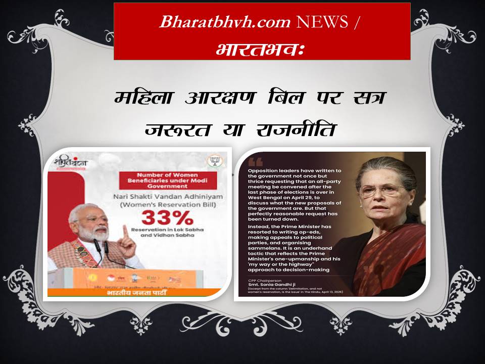 महिलाओं को आरक्षण पर भाजपा कांग्रेस में ठनी