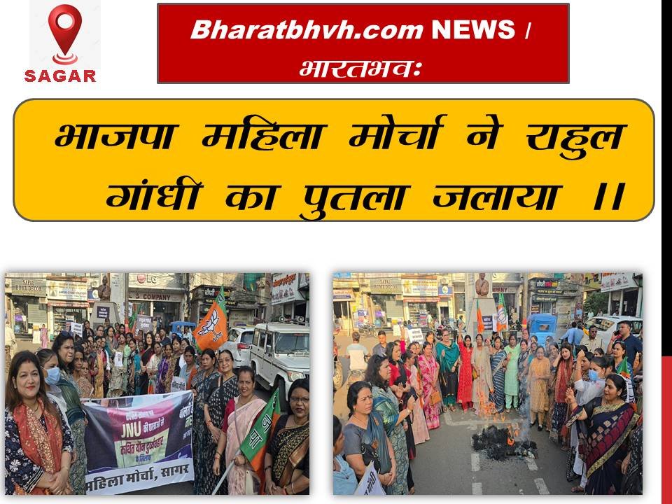 भाजपा महिला मोर्चा ने फूंका राहुल गाँधी का पुतला